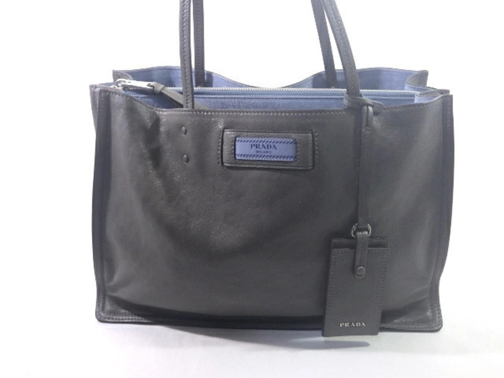 Prada Tote Bag Etiquette Calfskin Gray